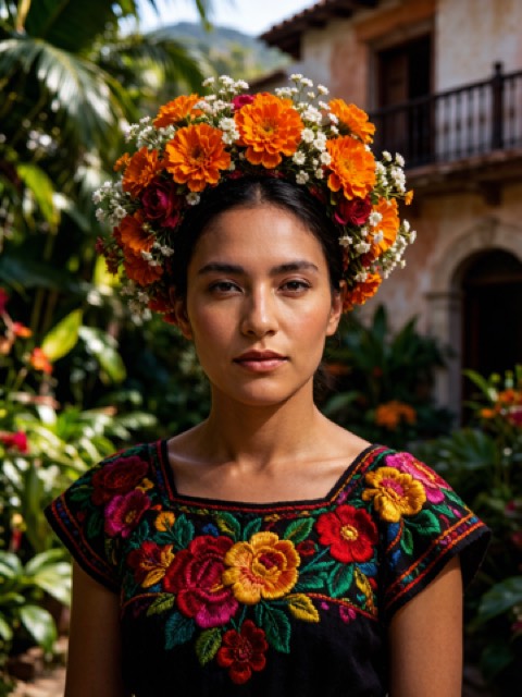 Mexican Tehuana AI portrait example