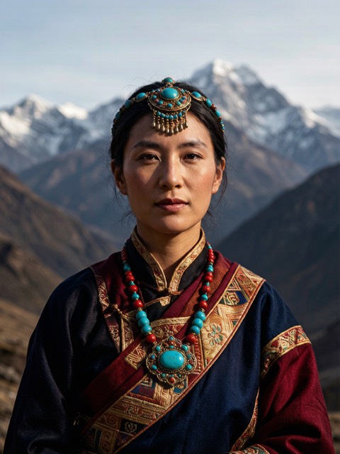 Tibetan Festival Attire AI portrait example