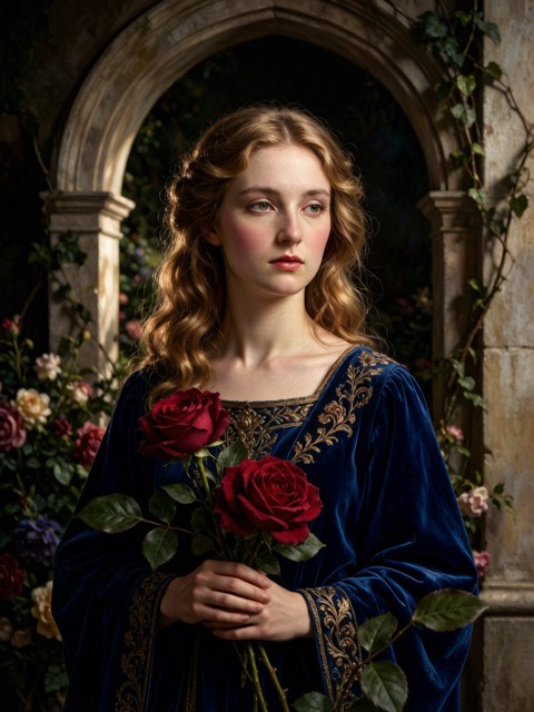 Pre Raphaelite Muse AI portrait example