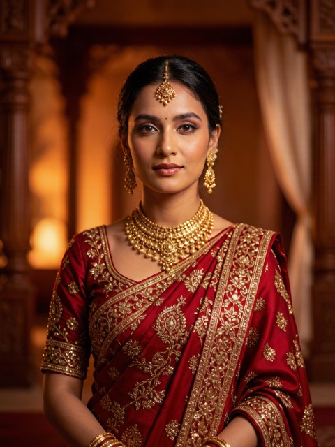 Sari Bridal Elegance AI portrait example