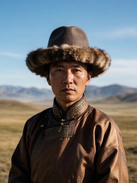 Mongolian Deel Noble AI portrait example