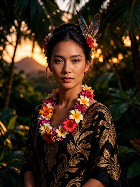 Hawaiian Royal Lei AI portrait example