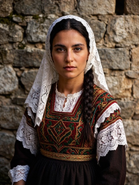 Sardinian Festival Dress AI portrait example