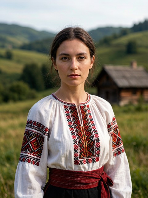 Romanian Folk Blouse AI portrait example
