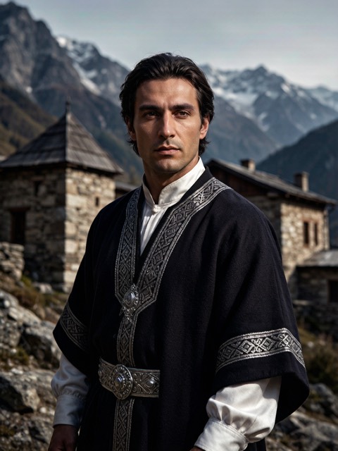 Georgian Caucasus Noble AI portrait example