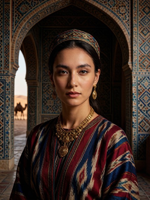 Uzbek Silk Road AI portrait example