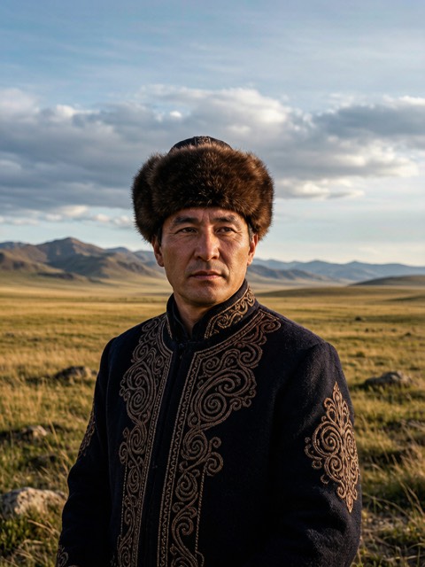 Kazakh Steppe Noble AI portrait example