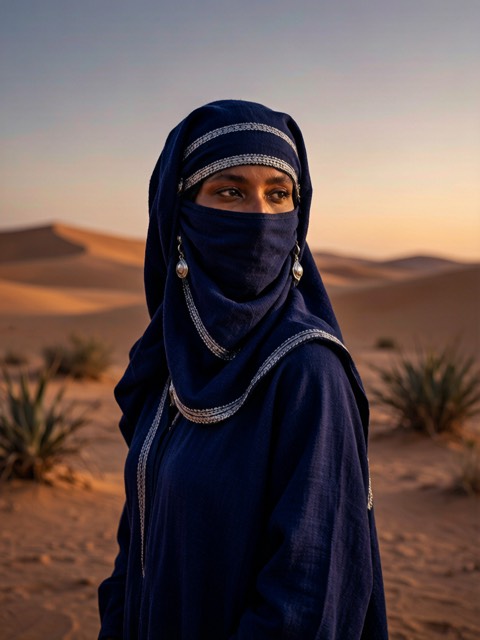 Tuareg Indigo Veil AI portrait example