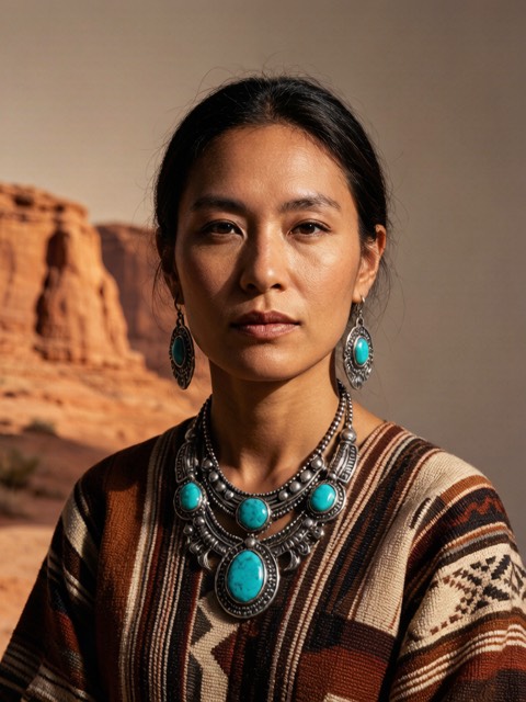 Navajo Silver Turquoise AI portrait example