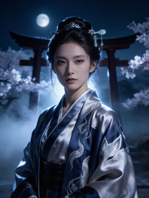 Japanese Kitsune Spirit AI portrait example