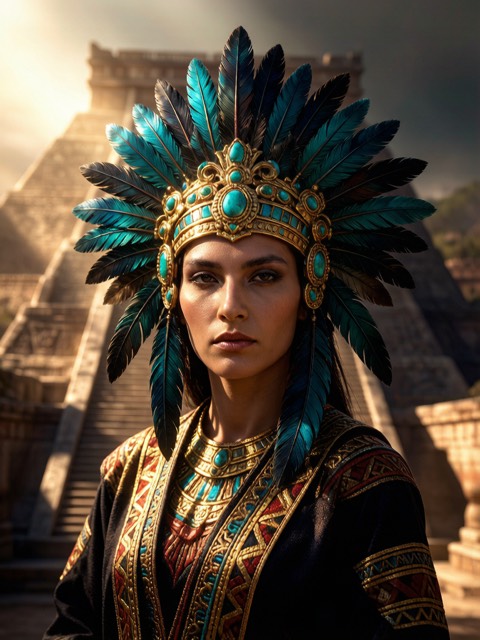 Aztec Feathered Serpent AI portrait example
