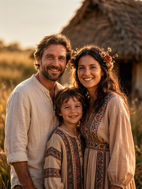 Bohemian Family Portrait AI portrait example