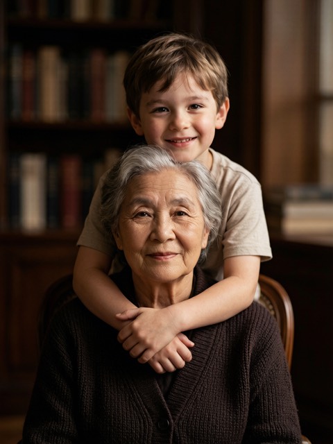 Grandparent and Grandchild Portrait AI portrait example